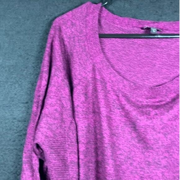 Express Womens Sweater Purple Black Oversized 3/4 Sleeve Knit Tunic Stretch L - Picture 4 of 12